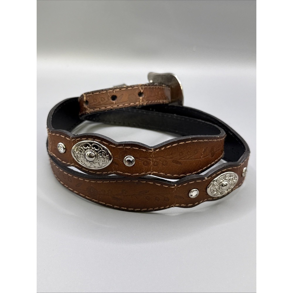 Ladies Western Leather Belt Silver Plated Buckle and Adornment XL 48"